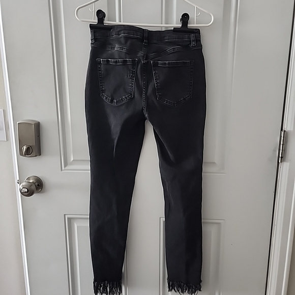 Free People Jeans Womens Size 26 Raw Hem Fringe Skinny Mid Rise Boho Ankle Chic - Picture 5 of 10